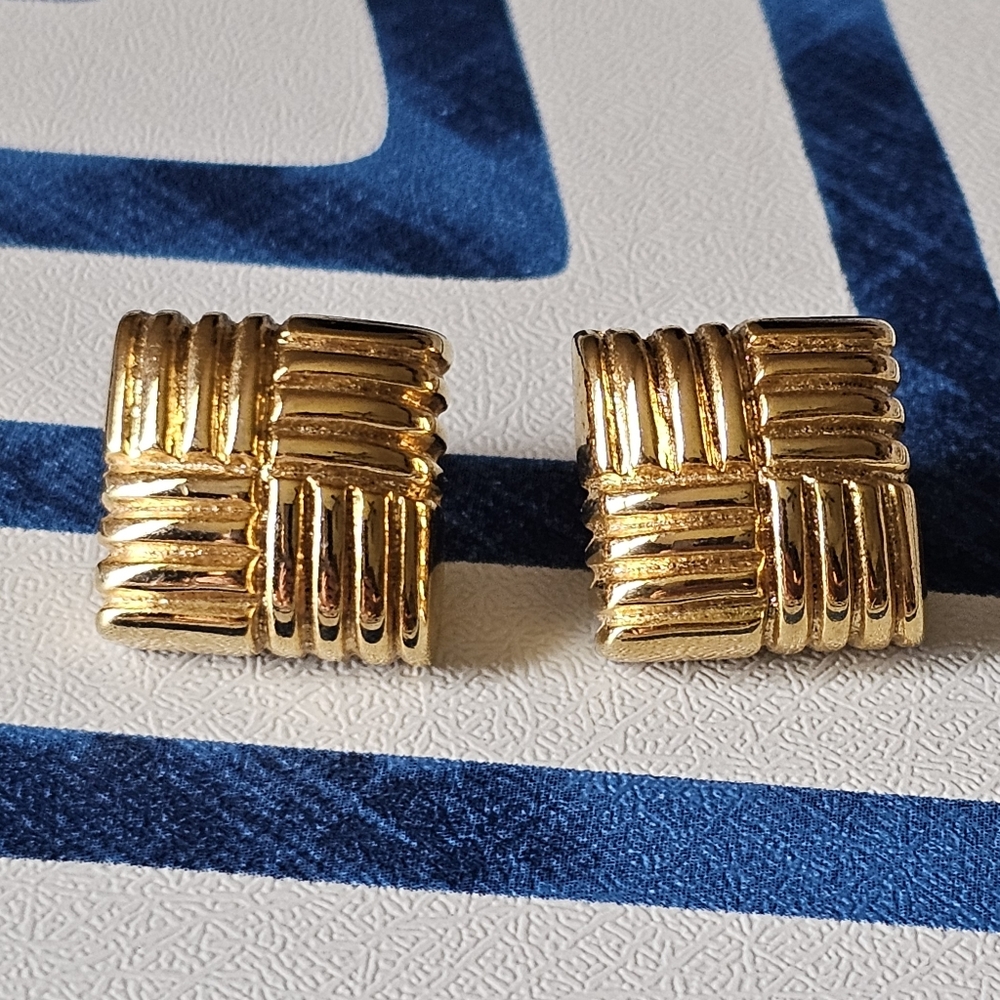 BOGO vintage geometric Square Gold Stud Earrings for Women